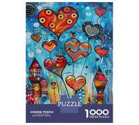 Rompecabezas para Adolescentes De 1000 Piezas Colorful Heart Balloons Painting Rompecabezas para Adultos Juegos Relajantes Corte De Precisión Diversión En Casa Actividades, 52x38cm/1000pcs