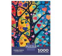 Rompecabezas para Adolescentes De 1000 Piezas Colorful Heart Tree Painting Rompecabezas para Adultos Juegos Relajantes Desafío Difícil Cumpleaños 38x26cm/1000pcs