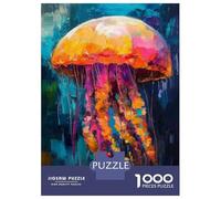 Rompecabezas para Adolescentes De 1000 Piezas Colorful Jellyfish Painting Art Print Rompecabezas para Adultos Juegos Relajantes Corte De Precisión Diversión En Casa Actividades, 52x38cm/1000pcs
