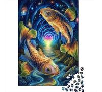 Rompecabezas para Adolescentes De 1000 Piezas Colorful Koi Fish Art Print Rompecabezas para Adultos Juego De Ingenio Patrón De Ensamblaje Cumpleaños Y Navidad 52x38cm/1000pcs
