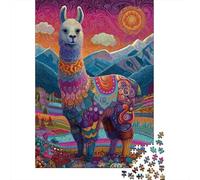 Rompecabezas para Adolescentes De 1000 Piezas Colorful Llama Art Print Rompecabezas para Adultos Juego De Ingenio Patrón De Ensamblaje Cumpleaños Y Navidad 52x38cm/1000pcs