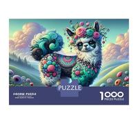 Rompecabezas para Adolescentes De 1000 Piezas Colorful Llama Decorative Art Rompecabezas para Adultos Juego De Ingenio Patrón De Ensamblaje Cumpleaños Y Navidad 38x26cm/1000pcs
