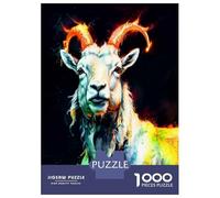 Rompecabezas para Adolescentes De 1000 Piezas Colorful Mountain Goat Portrait Rompecabezas para Adultos Juego De Ingenio para Mejorar La Memoria Actividades Divertidas En Casa 38x26cm/1000pcs
