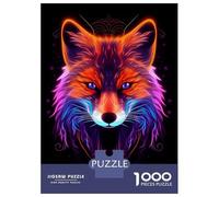 Rompecabezas para Adolescentes De 1000 Piezas Colorful Neon Fox Rompecabezas para Adultos Juguetes Antiestrés Decoración De Pared Actividades Divertidas En Casa 38x26cm/1000pcs
