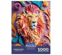 Rompecabezas para Adolescentes De 1000 Piezas Colorful Paper Lion Art Rompecabezas para Adultos Juegos Relajantes Decoración Perfecta Cumpleaños Y Navidad 52x38cm/1000pcs