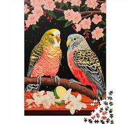 Rompecabezas para Adolescentes De 1000 Piezas Colorful Parrots with Flowers Rompecabezas para Adultos Juego De Ingenio Patrón De Ensamblaje Cumpleaños Y Navidad 70x50cm/1000pcs