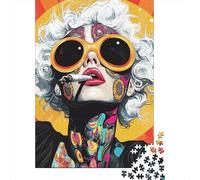 Rompecabezas para Adolescentes De 1000 Piezas Colorful Retro Woman Smoking Art Print Rompecabezas para Adultos Juego De Ingenio Aliviador del Estrés 38x26cm/1000pcs
