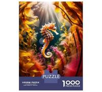 Rompecabezas para Adolescentes De 1000 Piezas Colorful Sea Horse Wall Art Print Rompecabezas para Adolescentes Juegos Relajantes Decoración Perfecta Regalos De Cumpleaños Y Únicos 52x38cm/1000pcs