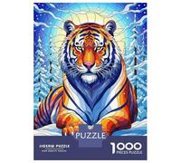 Rompecabezas para Adolescentes De 1000 Piezas Colorful Tiger in Winter Landscape Rompecabezas para Adultos Juego De Ingenio Decoración De Pared Regalos para Reducir El Estrés 70x50cm/1000pcs