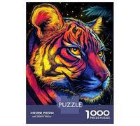 Rompecabezas Para Adolescentes De 1000 Piezas Colorful Tiger Portrait in Jungle Setting Rompecabezas Para Adultos Juguetes Antiestrés Decoración De Pared Interacción Entre Padres E Hijos 70x50cm/1000p