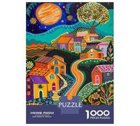 Rompecabezas para Adolescentes De 1000 Piezas Colorful Village Painting Art Rompecabezas para Adultos Juegos Relajantes Decoración Perfecta Cumpleaños Y Navidad 70x50cm/1000pcs