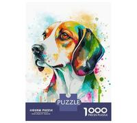 Rompecabezas para Adolescentes De 1000 Piezas Colorful Watercolor Beagle Rompecabezas para Adultos Juguetes Antiestrés Regalo De Cumpleaños para Cumpleaños, Navidad 52x38cm/1000pcs