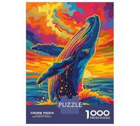 Rompecabezas para Adolescentes De 1000 Piezas Colorful Whale Breaching at Sunset Rompecabezas para Adultos Juguete Decoración De Pared Carrera De Velocidad Manual Desafío Educativo 70x50cm/1000pcs