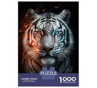 Rompecabezas para Adolescentes De 1000 Piezas Colorful White Tiger Rompecabezas para Adolescentes Juegos Relajantes Regalos para Mujeres Diversión En Casa Actividades, 52x38cm/1000pcs