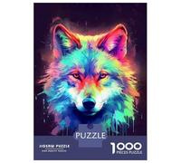 Rompecabezas para Adolescentes De 1000 Piezas Colorful Wolf Wall Art Print Rompecabezas Juegos Familiares Decoración Perfecta Cumpleaños Y Navidad 38x26cm/1000pcs