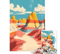 Rompecabezas para Adolescentes de 1000 Piezas con Arcos de Desierto en Tonos Pastel ilustración Minimalista de Paisaje Juguetes educativos Regalos de Juegos educativos actividadeses de cumpleaños