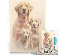 Rompecabezas para Adolescentes de 1000 Piezas con boceto de una Familia de labradores, Ideal para Decorar la Pared Un Juego desafiante y entretenido, Regalar 38x26cm