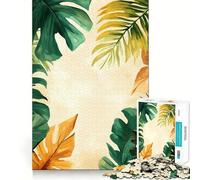 Rompecabezas para Adolescentes de 1000 Piezas con Borde de Hojas Tropicales, decoración de Corte preciso, Juguete Creativo y Divertido, Juego de Paz, Pieza de Arte navideña (50x75cm)