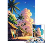Rompecabezas para Adolescentes de 1000 Piezas con cabañas Tropicales en la Playa y Palmeras Un Juego desafiante y entretenido Que pondrá a Prueba tu ingenio Juguete (38x26cm)