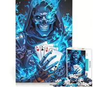 Rompecabezas para Adolescentes de 1000 Piezas con Calavera de Llama Azul y ases, Juego Familiar, Actividades Divertidas en casa, fortalece el Amor Entre Parejas 38x26cm