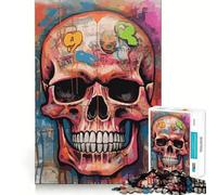 Rompecabezas para Adolescentes de 1000 Piezas con Calavera Estilo Basquiat,Piezas de Corte Limpio,Juego Inteligente,Regalo,Tiempo Libre,Juego,Escena navideña,Arte (50x75cm)