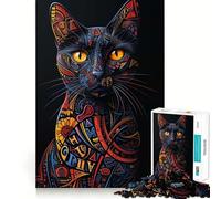 Rompecabezas para Adolescentes de 1000 Piezas con caligrafía de Gato,Bordes impecables,Divertido Juego de Habilidad Mental,Juego Tranquilo y Divertido para cumpleaños (38x26cm)
