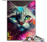 Rompecabezas para Adolescentes de 1000 Piezas con Cara de Gato, Estilo Pop Art Ideal para el Aprendizaje y el Regalo Familiar (26x38cm)
