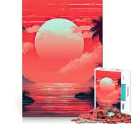 Rompecabezas para adolescentes de 1000 piezas con cielos tropicales rojos al atardecer Juego de lógica de piezas ajustadas Juguete divertido y silencioso Ideal para cumpleaños y actividades artísticas