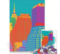 Rompecabezas para Adolescentes de 1000 Piezas con Colorida ilustración del Horizonte de la Ciudad de Nueva York, Juegos relajantes, Actividades Divertidas para Hacer en casa, Juego con un diseño