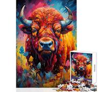 Rompecabezas para adolescentes de 1000 piezas con coloridos animales salvajes y búfalos Rompecabezas de 1000 piezas para toda la familia Regalo ideal para cumpleaños y para aliviar el estrés (50x75cm)