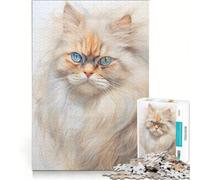 Rompecabezas para Adolescentes de 1000 Piezas con Dibujo de un Gato Persa Juego Educativo dificultad Alta colección de Artistas Bellas Artes 38x52cm