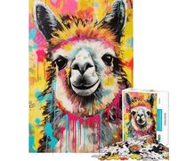 Rompecabezas para Adolescentes de 1000 Piezas con diseño de Alpaca Estilo Pop Art Ideal para decoración del hogar Rompecabezas para Adultos Que estimulan la Mente Juego de precisión para Cortar