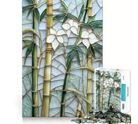 Rompecabezas para Adolescentes de 1000 Piezas con diseño de árbol de bambú y vidrieras,Piezas de Corte Limpio,Juego Inteligente,Regalo,Tiempo Libre,Escena navideña,Arte (38x52cm)