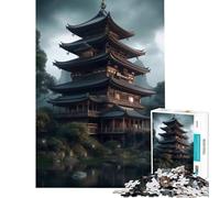 Rompecabezas para Adolescentes de 1000 Piezas con diseño de Arquitectura Japonesa Juguetes educativos Juegos de ingenio Decoración de Pared Regalos de Amigo Invisible (tamaño 50x75cm)