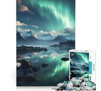 Rompecabezas para Adolescentes de 1000 Piezas con diseño de Aurora Boreal a Color, Juguetes para armar, Que mejoran la Memoria, con póster y Hoja de Preguntas a Juego 38x26cm