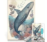 Rompecabezas para Adolescentes de 1000 Piezas con diseño de Ballena Maravilloso Juego Familiar Patrón para armar Fortalece el Amor Entre Parejas 38x52cm