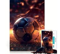 Rompecabezas para Adolescentes de 1000 Piezas con diseño de balón de fútbol en Llamas,decoración de Corte preciso,Juguete Creativo y Divertido,Juego de Paz,Pieza de Arte navideña (38x26cm)