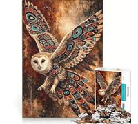 Rompecabezas para Adolescentes de 1000 Piezas con diseño de búho de la Primera Nación, Ideal para Relajarse, Decorar el hogar o el Escritorio 38x52cm