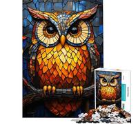 Rompecabezas para Adolescentes de 1000 Piezas con diseño de búho Mosaico Rompecabezas artísticos para Adultos Juegos relajantes Regalo de cumpleaños Difícil y desafiante (tamaño 38x26cm)