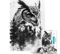 Rompecabezas para Adolescentes de 1000 Piezas con diseño de búho y Doble exposición Un Reto para completar Una Obra de Arte Juguete Educativo Apto para Mayores de 14 años (50x75cm)