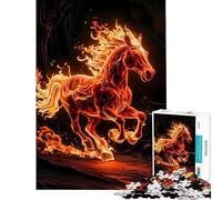 Rompecabezas para Adolescentes de 1000 Piezas con diseño de Caballos y Fuego Juego Educativo Juguete Intelectual Gran Regalo para los Amantes de los Juegos Una Obra de Arte (Tamaño 38x26cm)