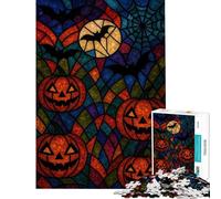 Rompecabezas para Adolescentes de 1000 Piezas con diseño de Calabazas de vidrieras Rompecabezas para Adultos Juguetes antiestrés Divertidos y con Humor Fomenta la interacción Entre Padres e Hijos