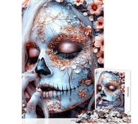 Rompecabezas para adolescentes de 1000 piezas con diseño de calavera floral del Día de Muertos Juego de ingenio para pasar el tiempo en casa Decoración para el hogar Juguetes para la interacción entre