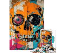 Rompecabezas para Adolescentes de 1000 Piezas con diseño de Calavera Naranja y Arte Callejero Rompecabezas para Adultos Que ofrecen Juegos relajantes y de Corte preciso para ejercitar el Cerebro