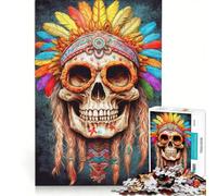 Rompecabezas para Adolescentes de 1000 Piezas con diseño de Calavera psicodélica Juegos relajantes y Actividades Divertidas para Hacer en casa Hermoso diseño 50x75cm