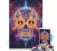 Rompecabezas para Adolescentes de 1000 Piezas con diseño de Calavera y símbolos de la Paz cósmica Juego práctico para divertirse en Familia Toda la Familia 38x52cm