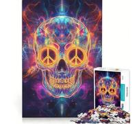 Rompecabezas para Adolescentes de 1000 Piezas con diseño de Calavera y símbolos de Paz cósmica Juego Relajante Actividades Divertidas para Hacer en casa Hermoso diseño 38x26cm