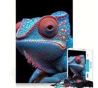 Rompecabezas para Adolescentes de 1000 Piezas con diseño de camaleón Azul en Primer Plano y Bordes precisos Juego Divertido para concentrarse y Relajarse Regalo Ideal para Navidad 50x75cm