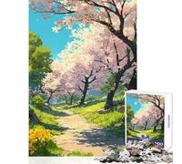 Rompecabezas para Adolescentes de 1000 Piezas con diseño de cerezos en Flor Juegos relajantes para la Pared Juguetes antiestrés para la interacción Entre Padres e Hijos (38x52cm)