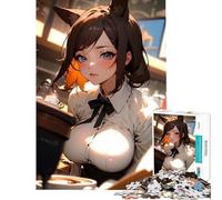 Rompecabezas para Adolescentes de 1000 Piezas con diseño de Chica Anime en una cafetería Juego práctico y desafiante Juguetes Ideas para Regalos Corte de precisión (tamaño 38x52cm)